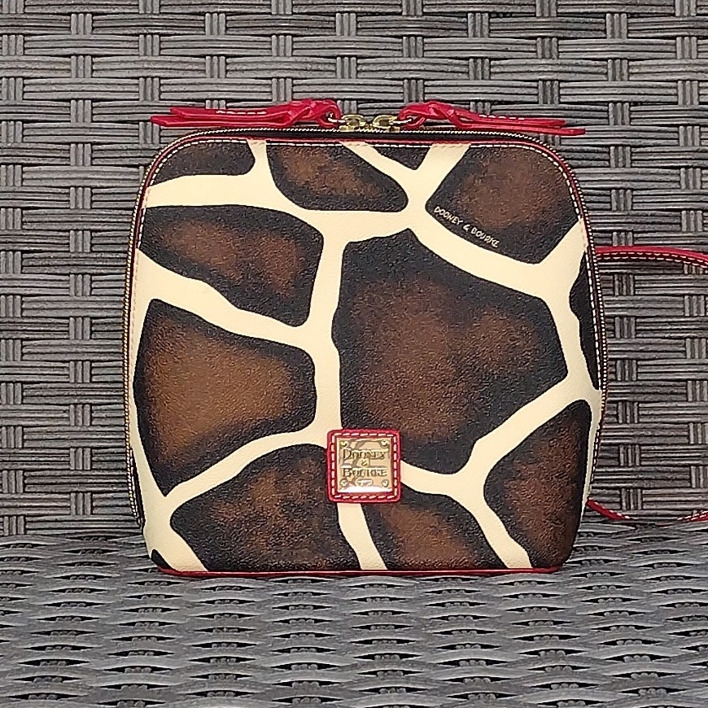Dooney & Bourke Giraffe Print Crossbody Bag in Brown and Cream